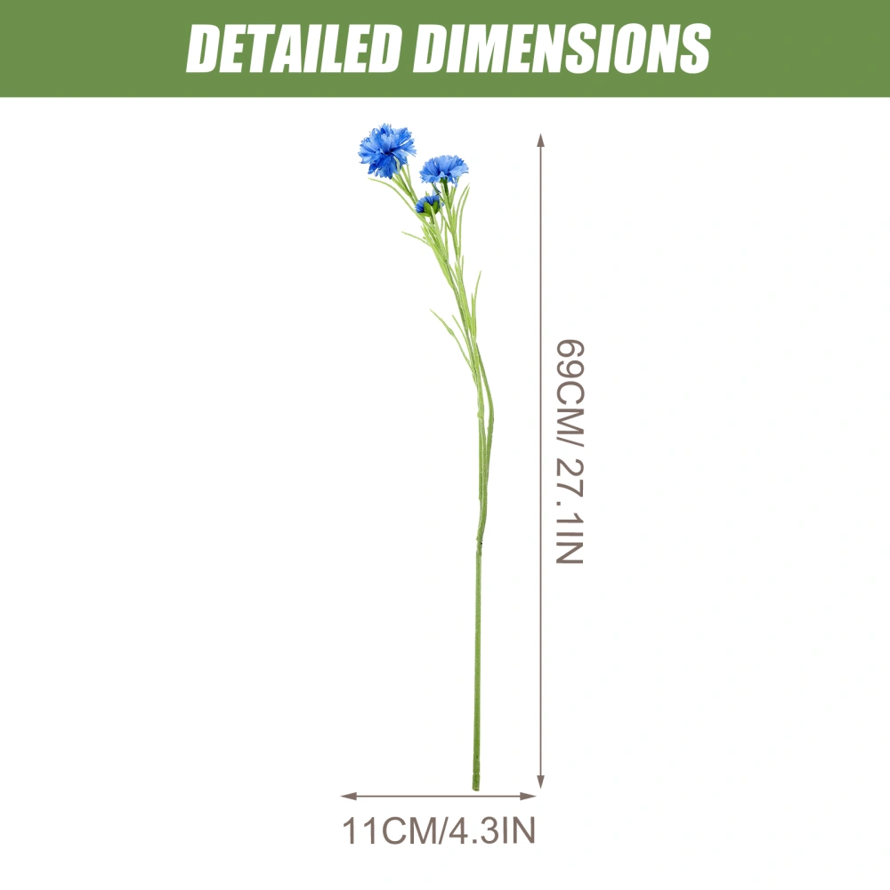 2pcs Artificial Cornflower Bunches Fake 3-head Cornflower Realistic Flower Decor