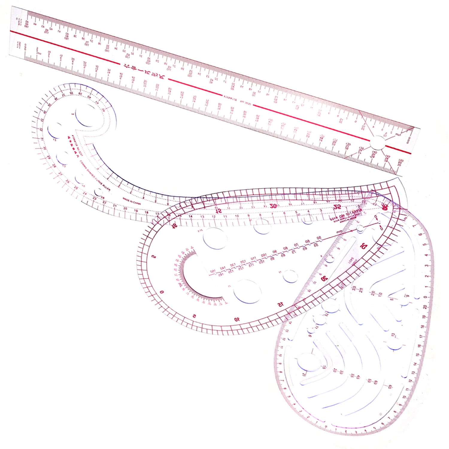 4pcs Sewing Ruler Clothing Curve Cutting Ruler Sewing Ruler Plastic Clothing Proofing Ruler