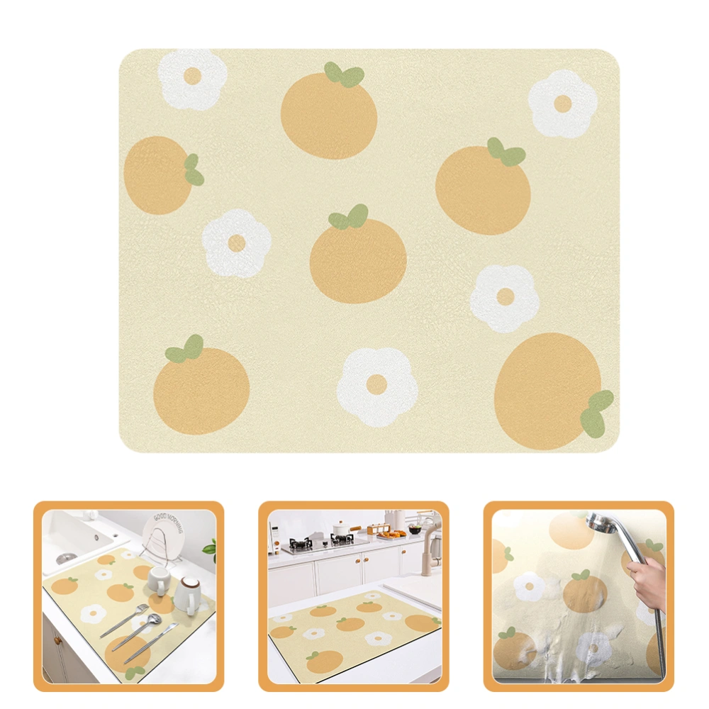 Kitchen Countertop Water Absorbent Cushion Reusable Polyester Drying Pad Utensil Cutlery Drying Mat