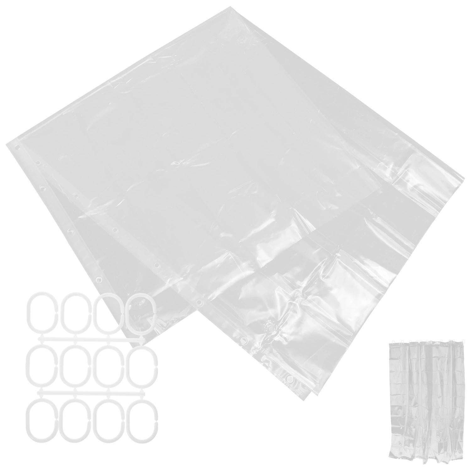 1 Set of Clear Shower Curtain Liner PEVA Shower Curtain Water Proof Shower Curtain with Grommet