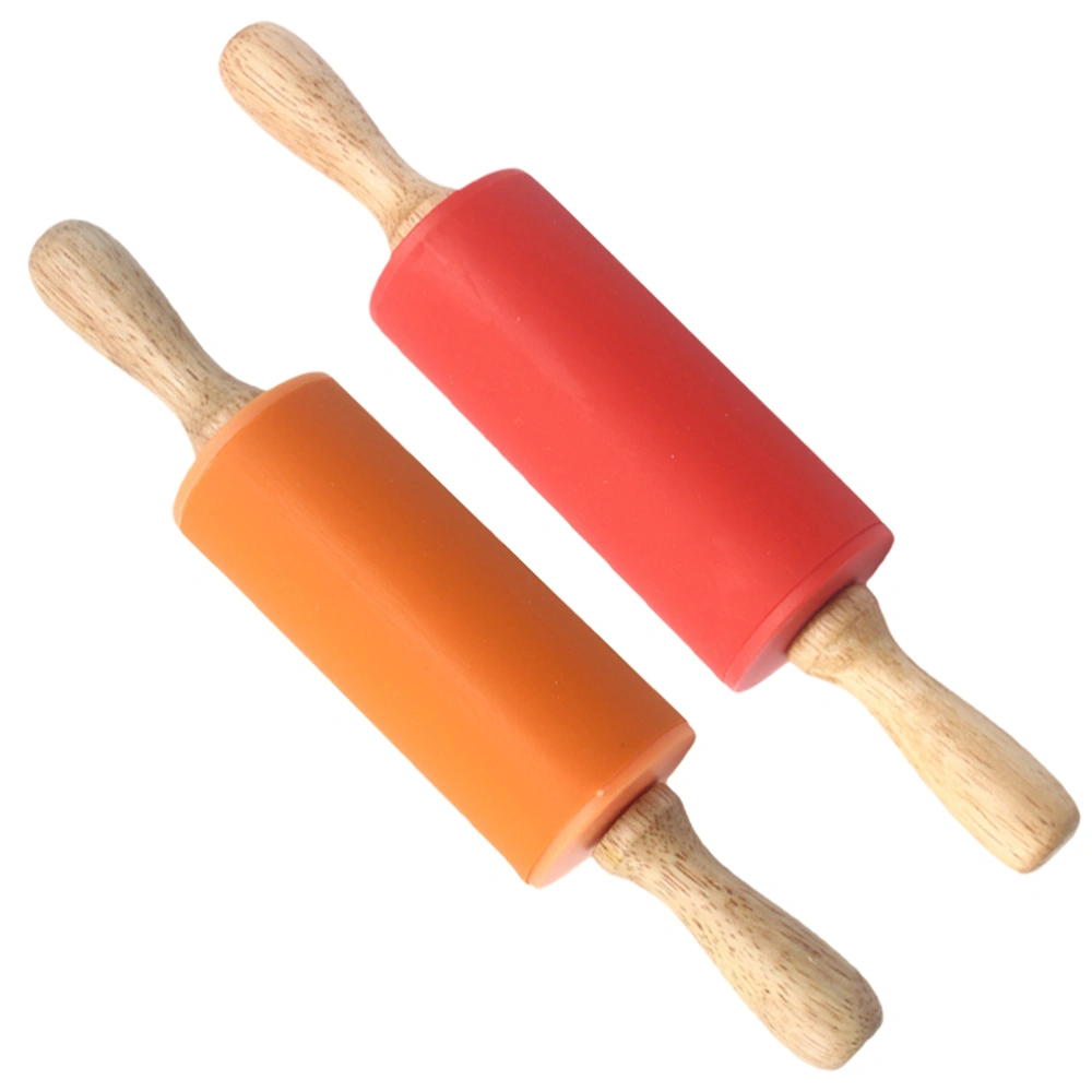 2Pcs Dough Rolling Pins Silicone Dough Roller Pin for Baking Pizza Cookie Baking Tools