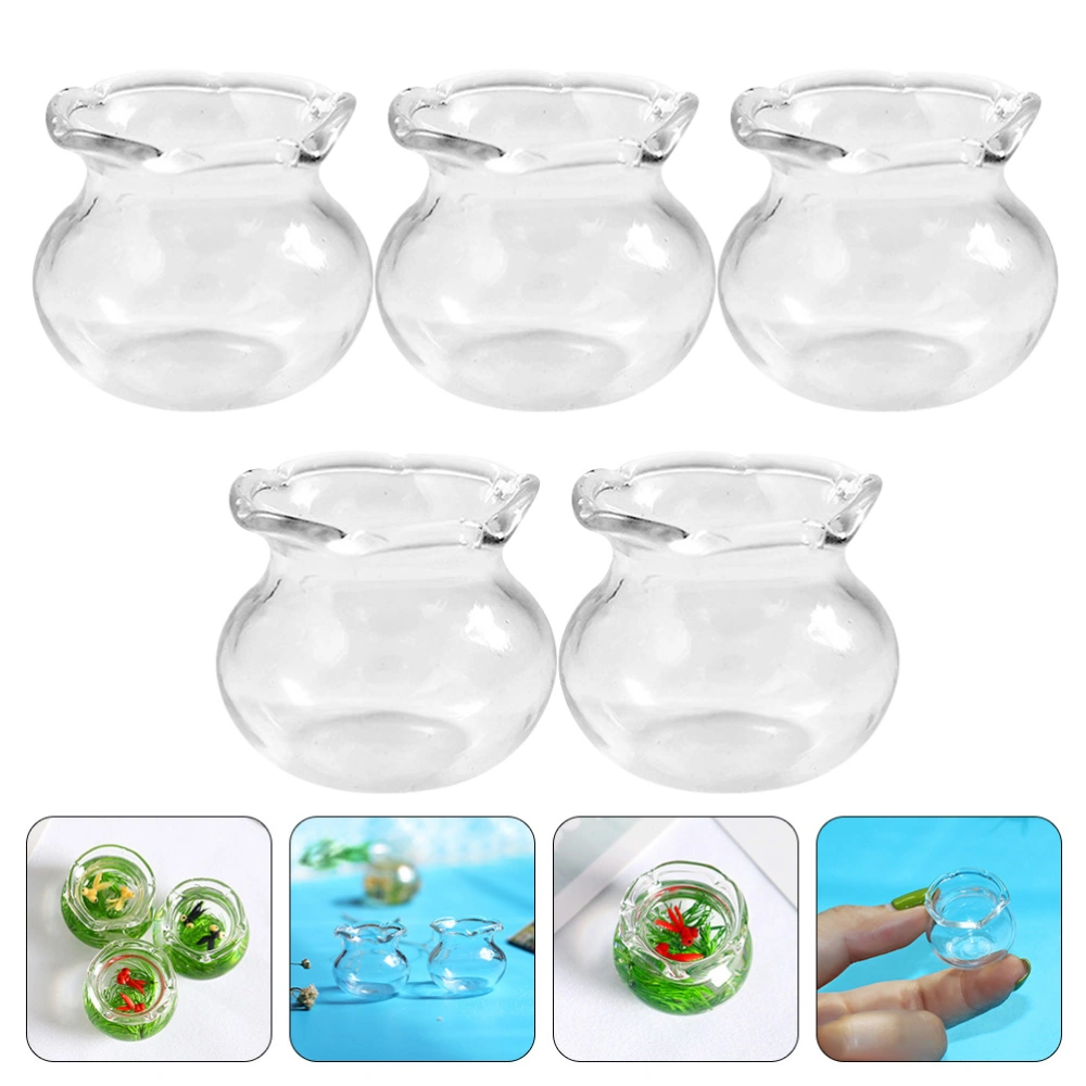 10pcs Glass Fish Tanks Desktop Ornaments Mini House Fish Tanks Micro Fish Bowls