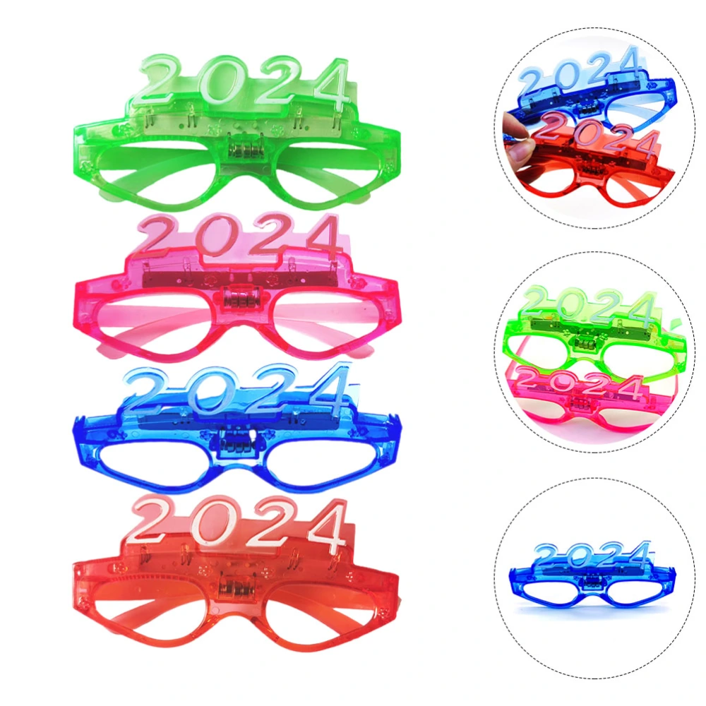 4 Pairs LED Glasses Party Light Up Glasses 2024 Led Party Sunglasses for Festival New Year