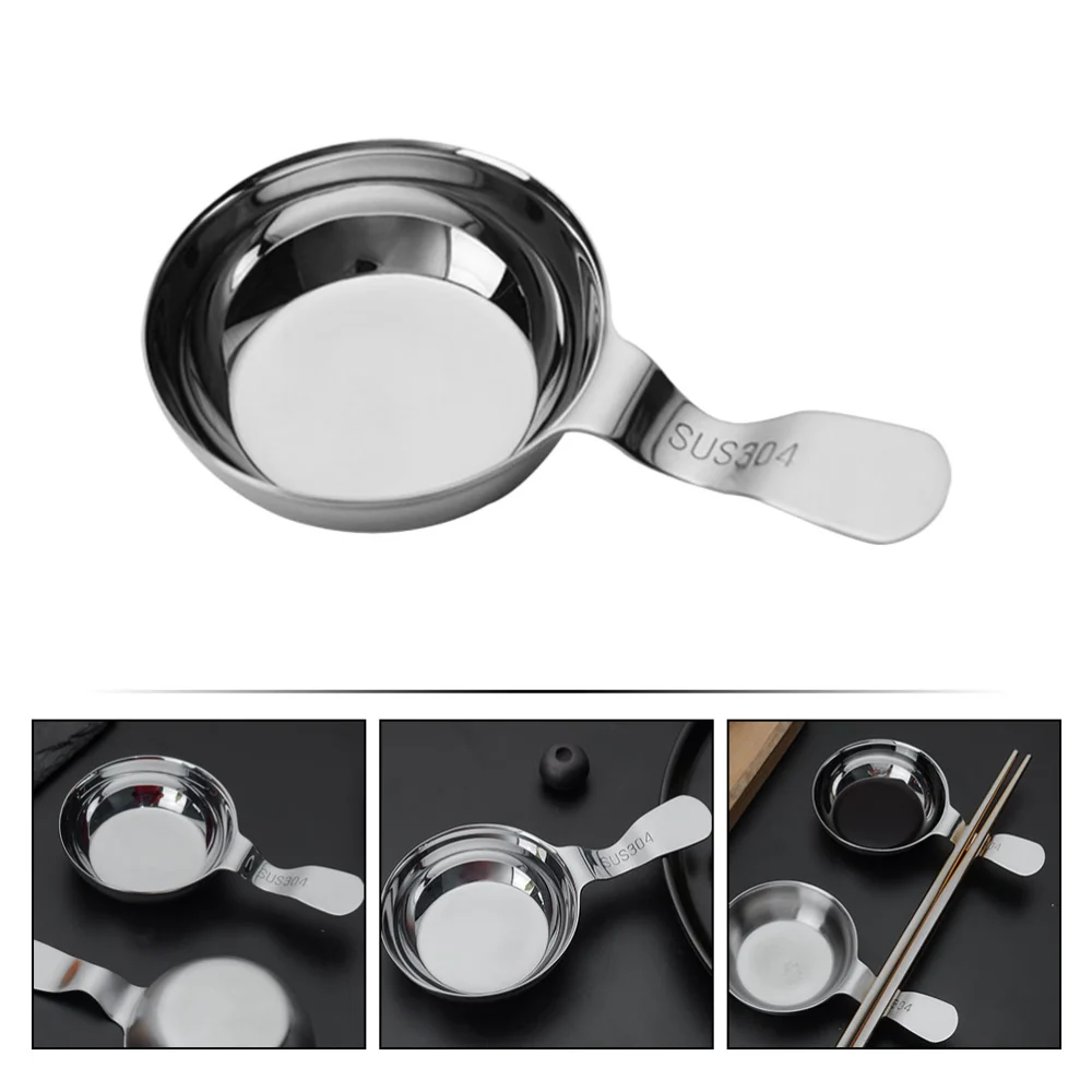 Stainless Steel Sauce Dish with Handle Sauce Plate Dipping Plate Home Supplies