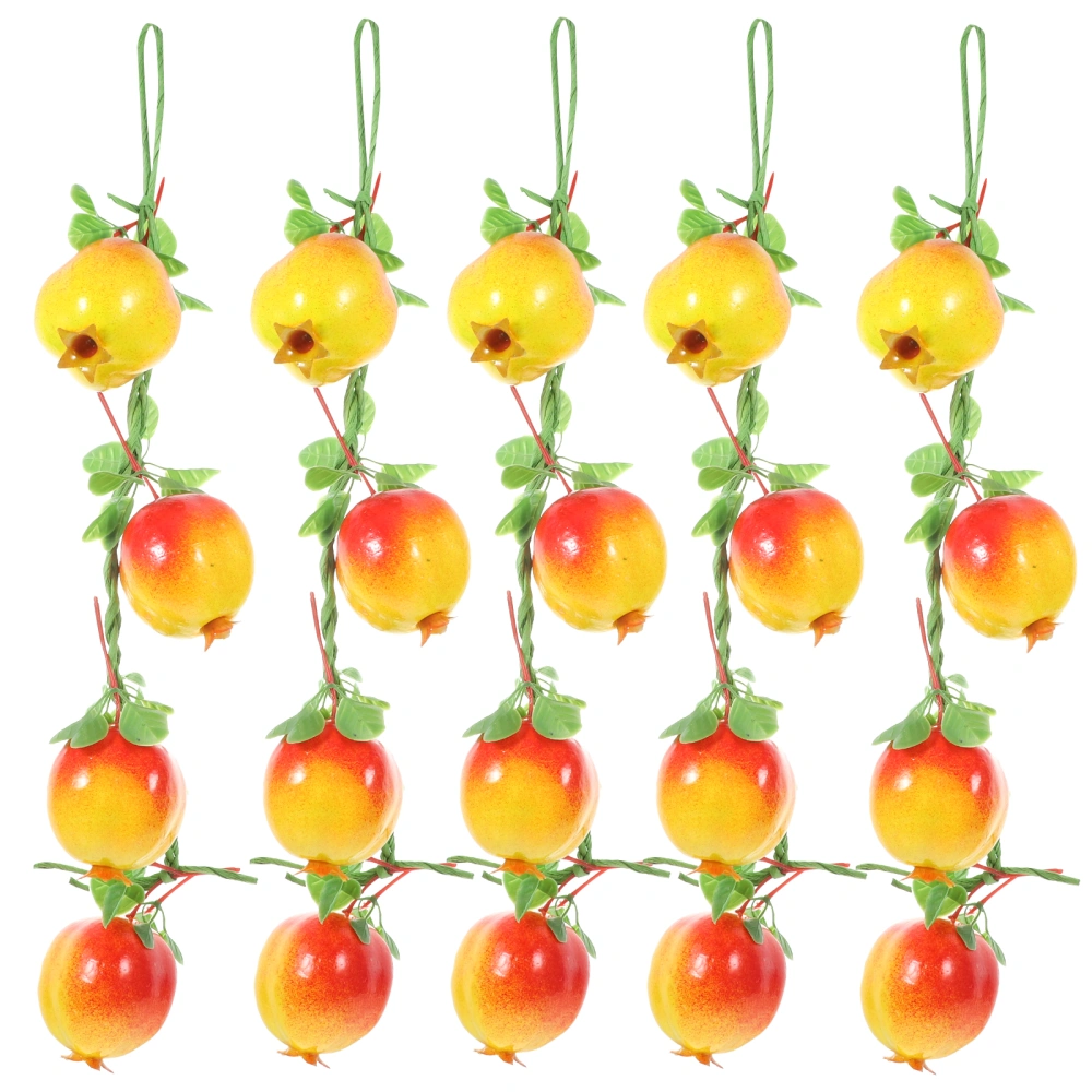 5Pcs Fake Pomegranate Strings Decor Photography Props Simulation Pomegranate Fruits Strings