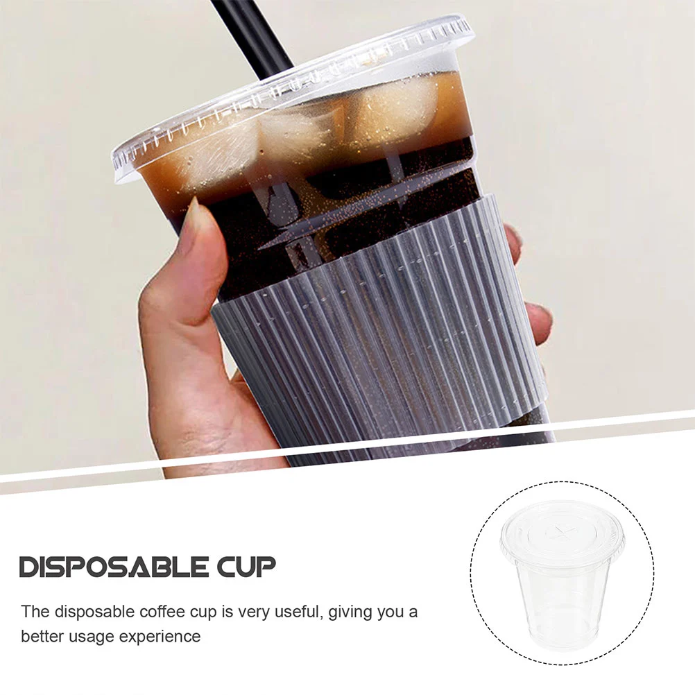 100Pcs Clear Cups with Lids Disposable Clear Cups Cold Drink Containers for Beverage Smoothie
