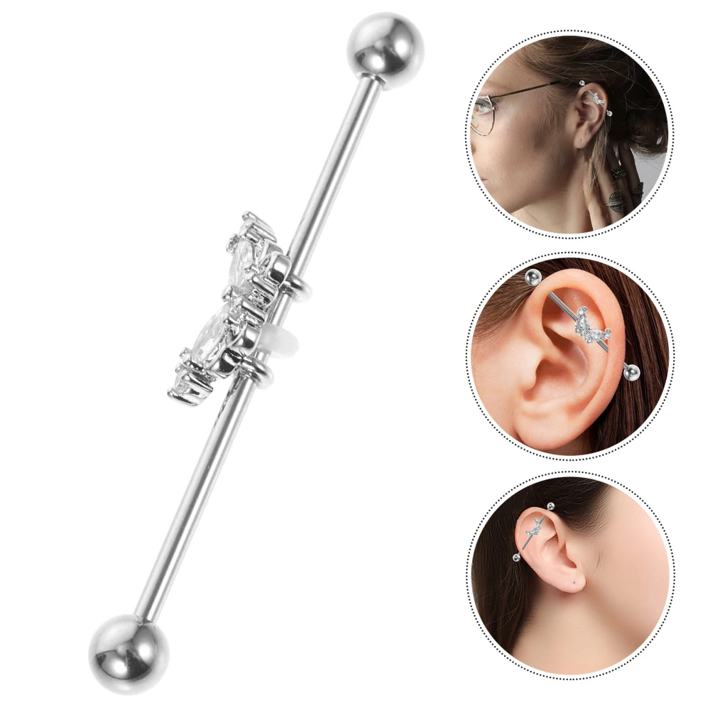 Butterfly Industrial Piercing Jewelry Stainless Steel Barbell Earring Women Piercing Bar