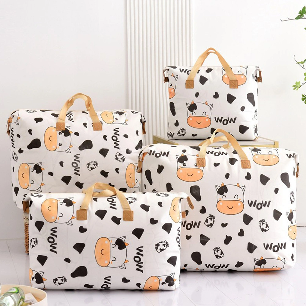 4pcs Cow Pattern Large Capacity Storage Bag Clothes Storage Bag Organizer Closet Organizers for Blanket Comforter Clothing Bedding