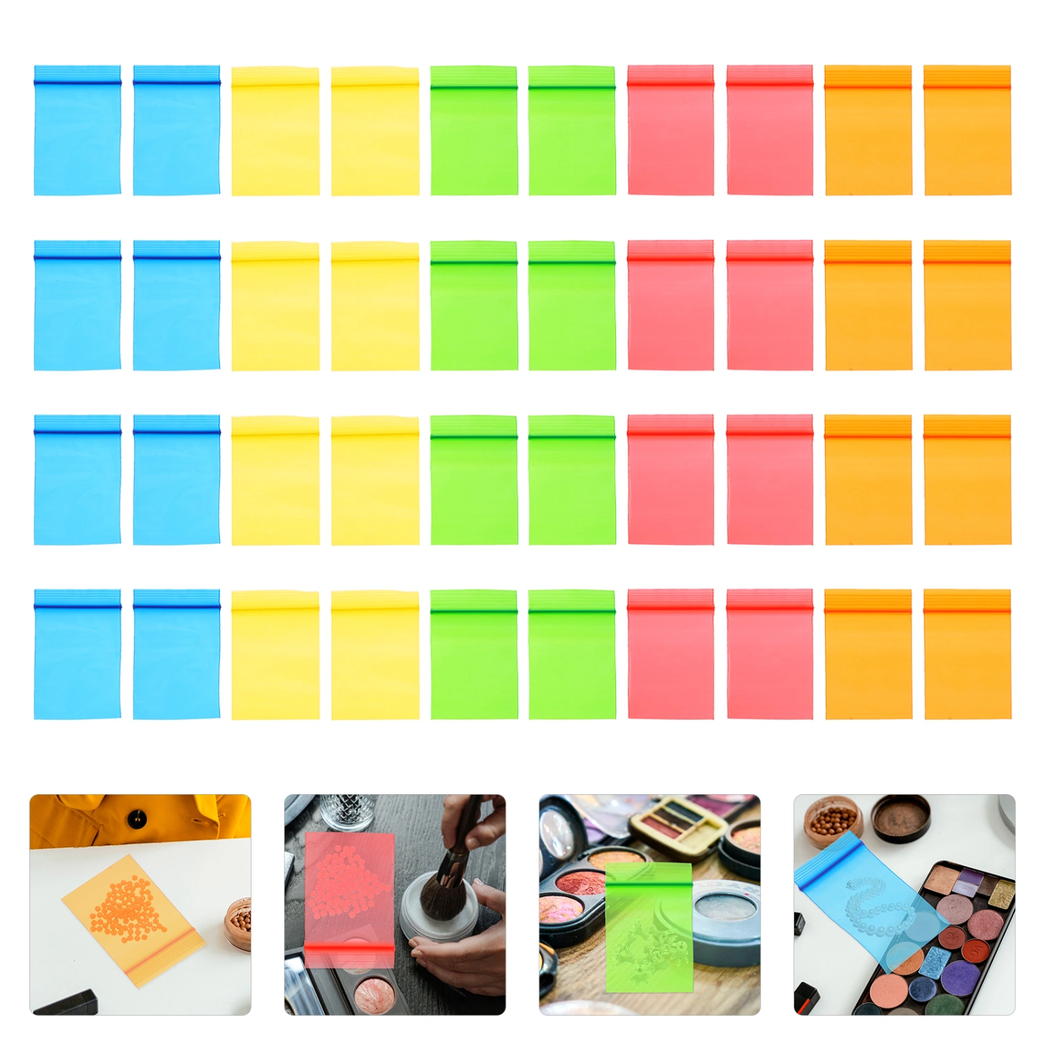 500Pcs Small Plastic Bags Self Sealing Bags Colored Resealable Bags Jewelry Storage Bags