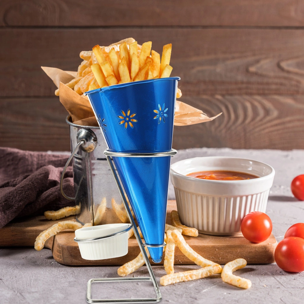 1 Set Stainless Steel Ice Cream Cone Rack Multi-functional French Fries Snacks Stand Bracket