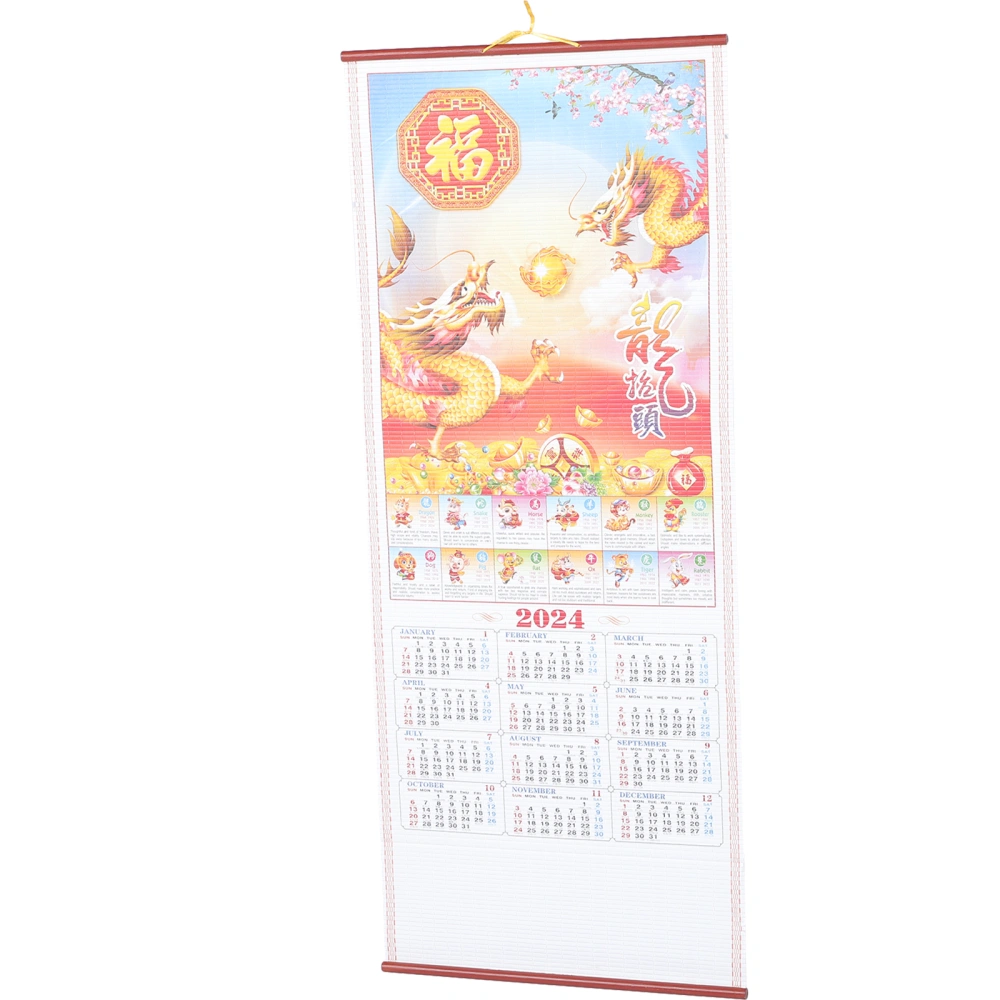 Wall Calendar New Year Calendar Chinese Style Calendar 2024 Dragon Year Wall Calendar