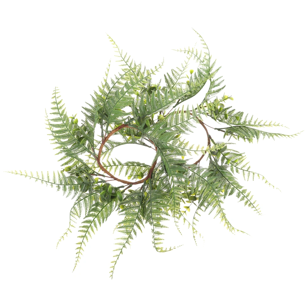 2 pcs Ferns Candle Wreath Artificial Greenery Candle Rings Decorative Candle Wreath Rings