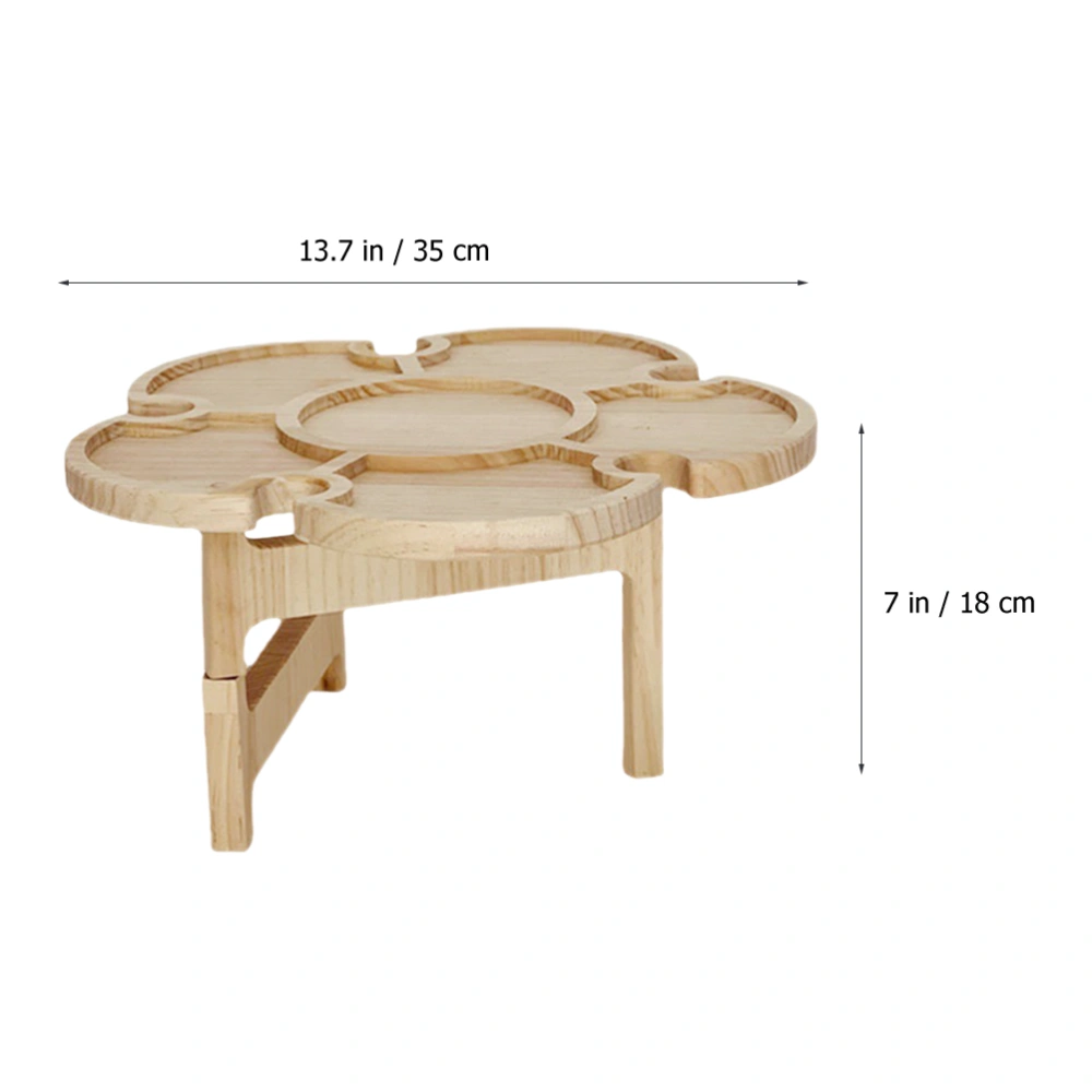 Outdoor Folding Picnic Table Outdoor Wooden Wine Desk Flower Shaped Folding Camping Table