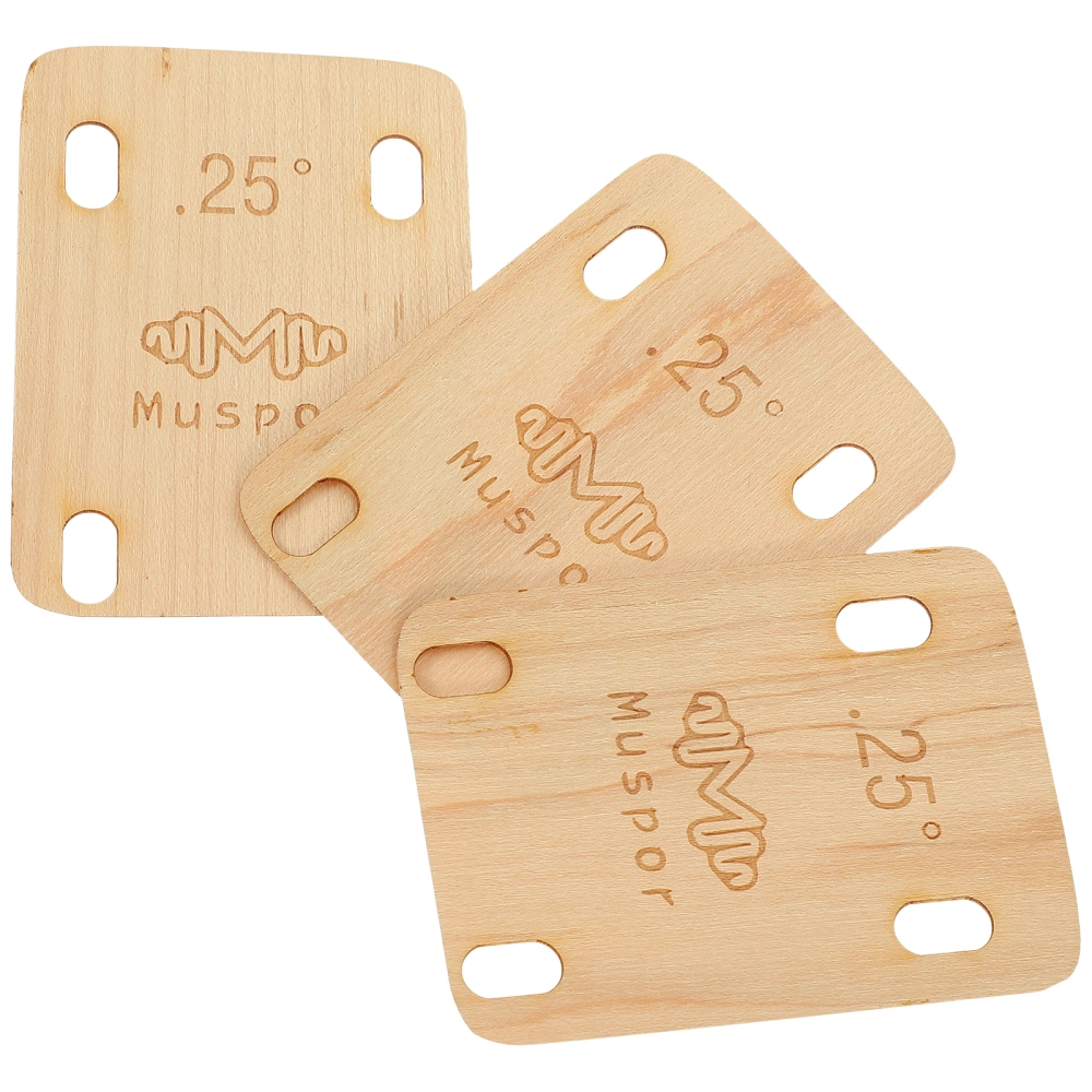 3pcs Guitar Neck Shims Wooden Guitar Neck Plate Guitar Replacement Repair Parts(0.25°)