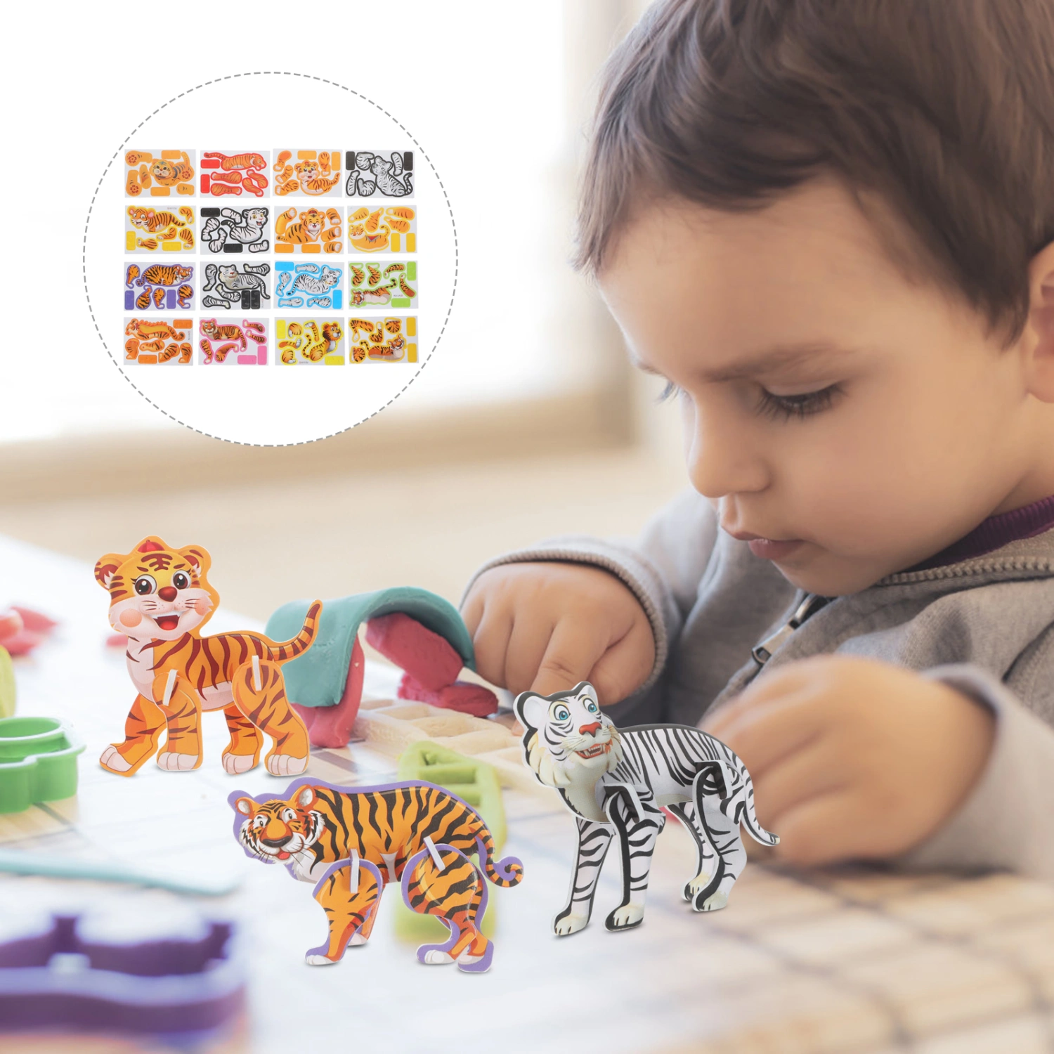 50pcs 3D Tiger Puzzle Educational Puzzle Montessori Puzzle Learning Game Puzzle