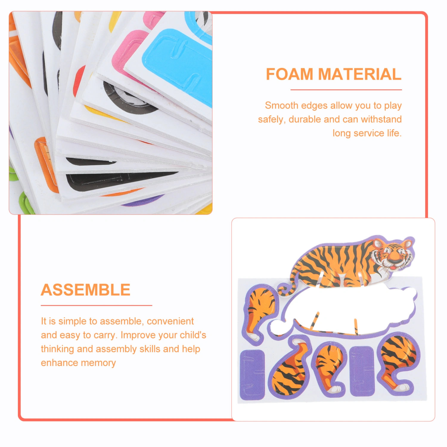 50pcs 3D Tiger Puzzle Educational Puzzle Montessori Puzzle Learning Game Puzzle