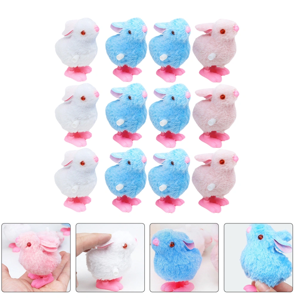 12pcs Plush Bunny Clockwork Toys Easter Wind Up Toys Wind Up Rabbit Toys Party Favors