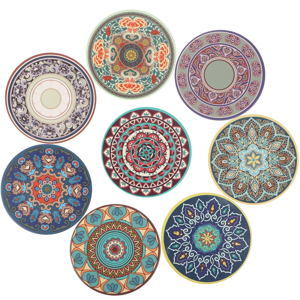 8pcs Ceramic Coasters Absorbent Coasters Home Cup Mats Dining Table Coaster Random Style