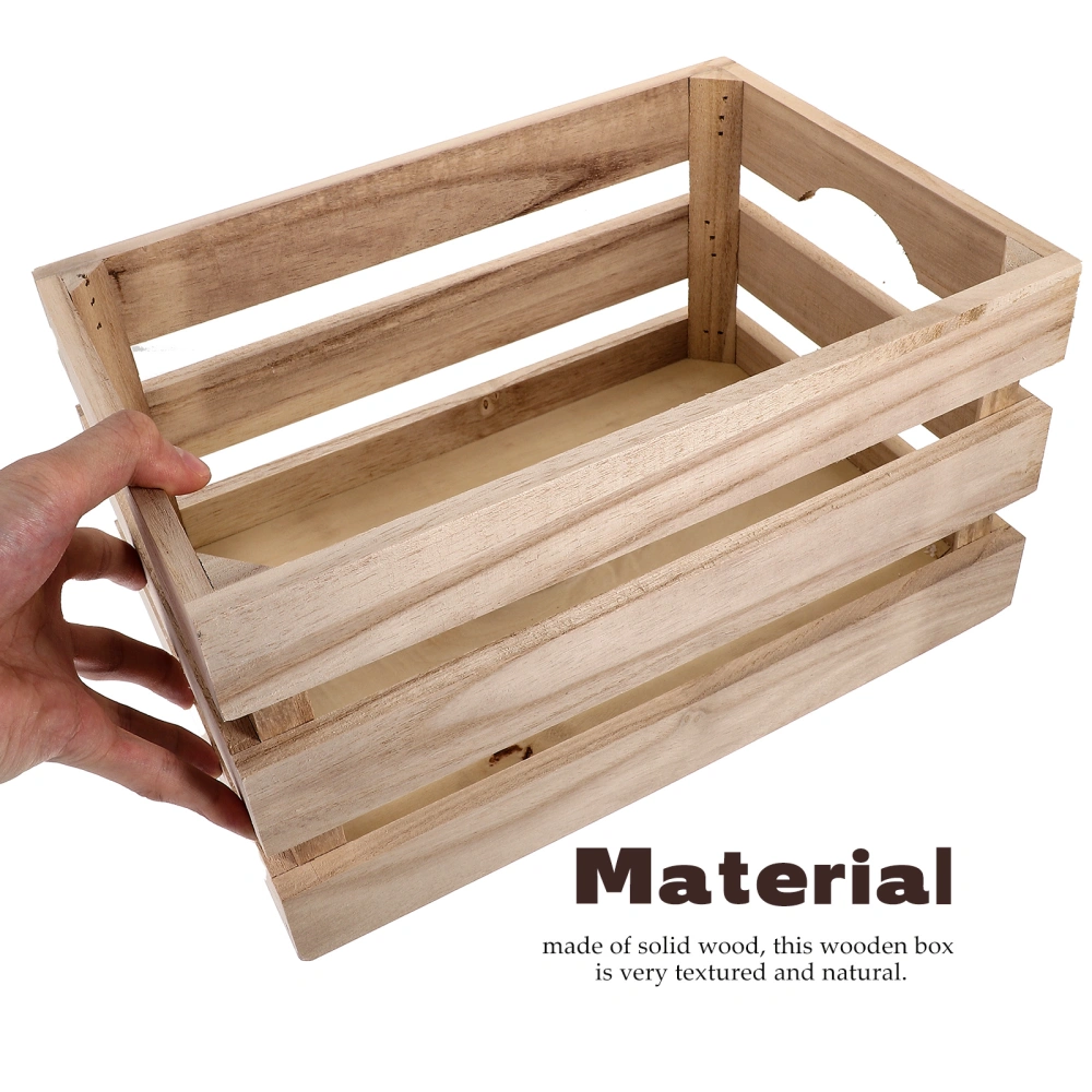 Wood Storage Basket Wooden Organizer Vintage Storage Box Large-capacity Wood Crate Basket