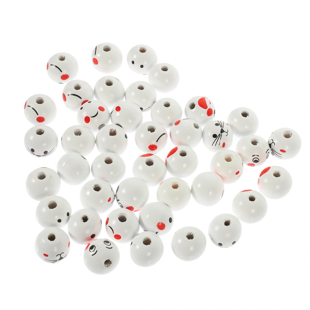 100Pcs Smile Face Beads DIY Wooden Beads Smile Face Beads Craft Jewelry Making Loose Beads