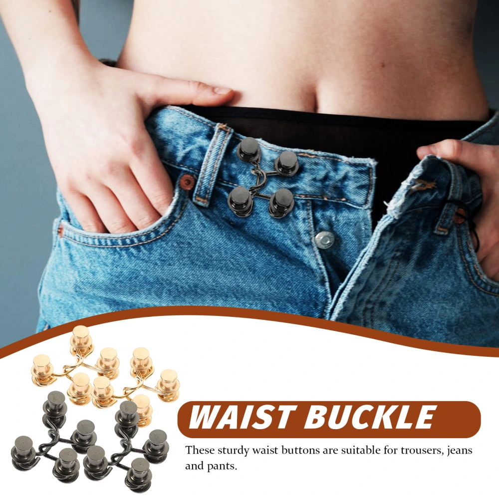 4 Sets Adjustable Nail-Free Waist Buckles Adjustable Jeans Waist Button Pants Waist Buckles