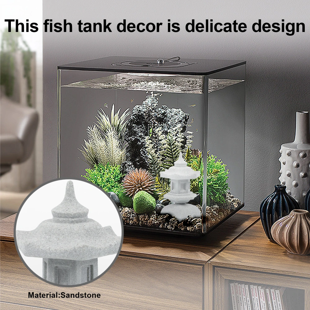 Stone Lamp-shaped Ornament Aquarium Landscape Ornament Micro Landscape Decor for Fish Tank