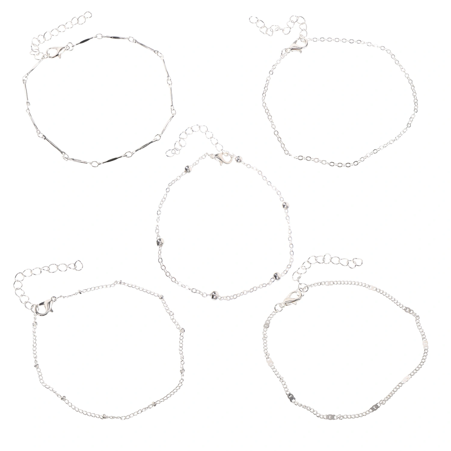 5pcs Ankle Bracelets Simplicity Feet Chains Feet Jewelry Stackable Anklets Women Anklet Set