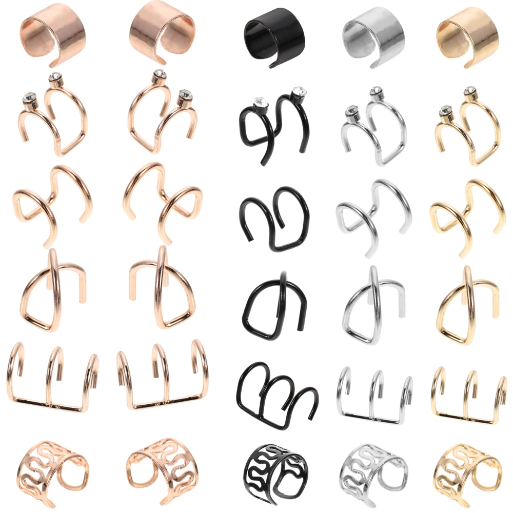 48pcs Hair Braids Cuffs Multipurpose Hair Jewelry Non-piercing Ear Clips for Women