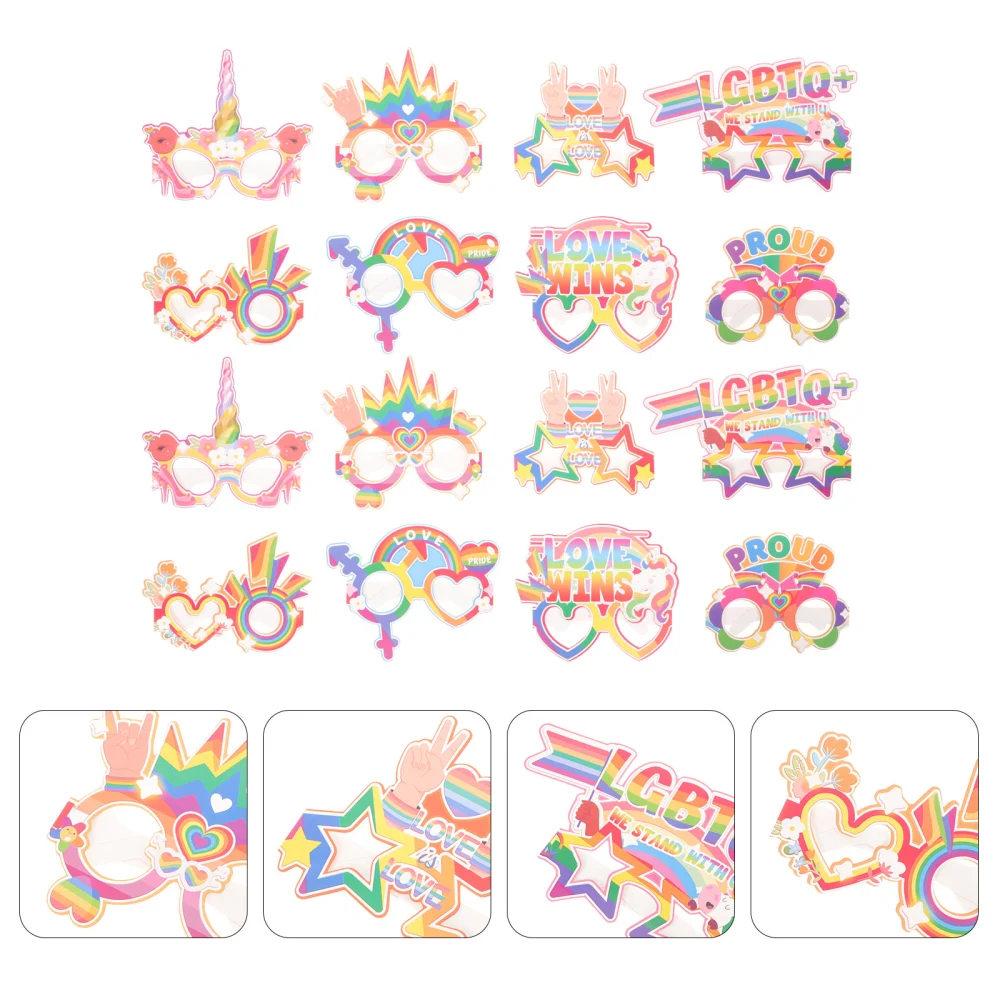 16Pcs Party Paper Glasses Novelty Fancy Eyeglasses Funny Glasses Colored Glasses