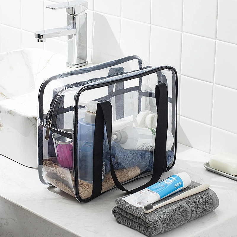 Clear Zippered Storage Bag Transparent Cosmetic Bag Outdoor Travel Toiletry Bag