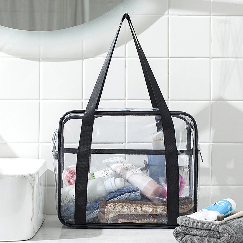 Clear Zippered Storage Bag Transparent Cosmetic Bag Outdoor Travel Toiletry Bag