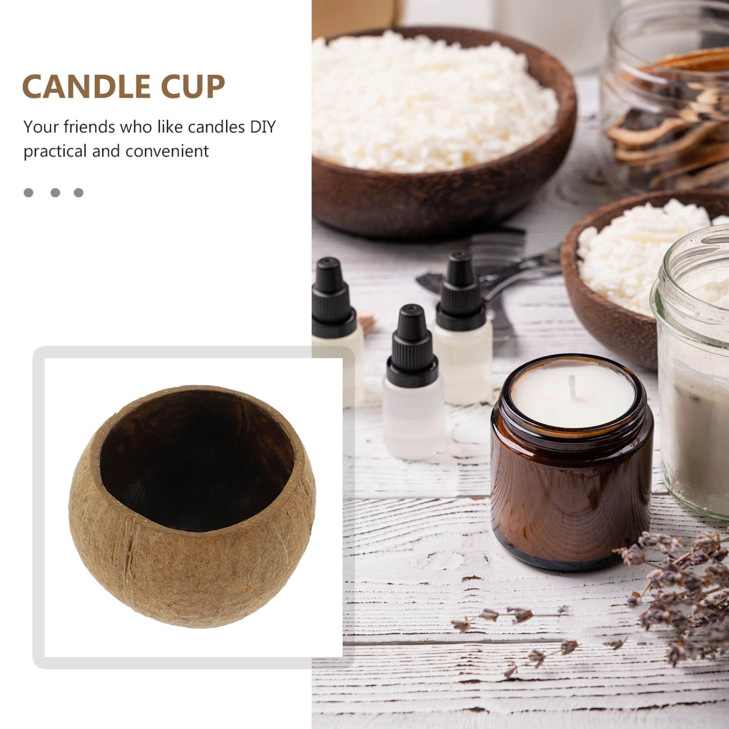 Coconut Shell Candle Wax Holder Natural Soy Wax Container Decorative Scented Candle Holder
