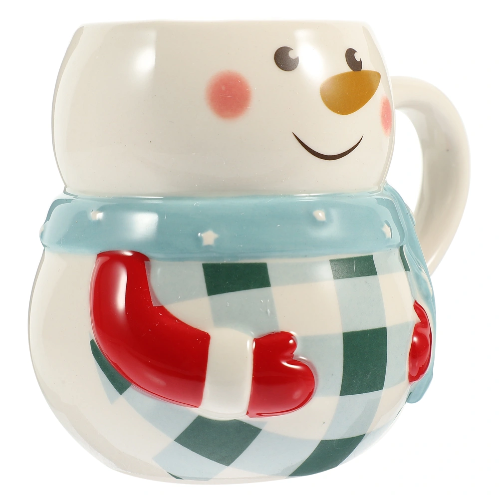 Christmas Ceramic Mug Household Coffee Cup Snowman Shape Mug Lovely Christmas Cup Gift Mug