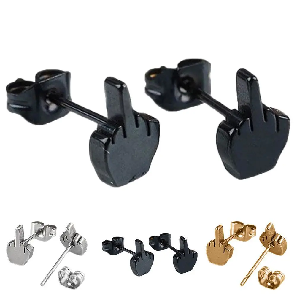 1 Pair Punk Earrings Middle Finger Earrings Studs Earrings Women Earrings Metal Earrings
