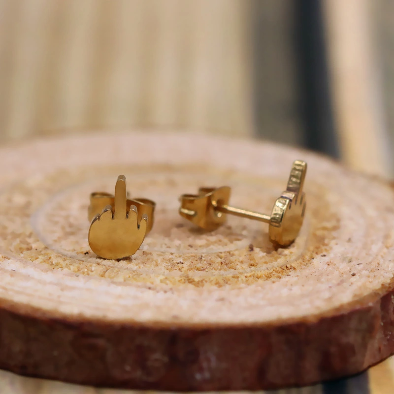 1 Pair Punk Earrings Middle Finger Earrings Studs Earrings Women Earrings Metal Earrings