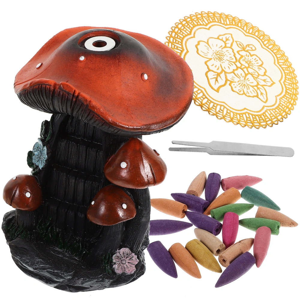 1 Set of Mushroom Incense Holder Incense Cones Waterfall Backflow Incense Burner Resin Incense Burner