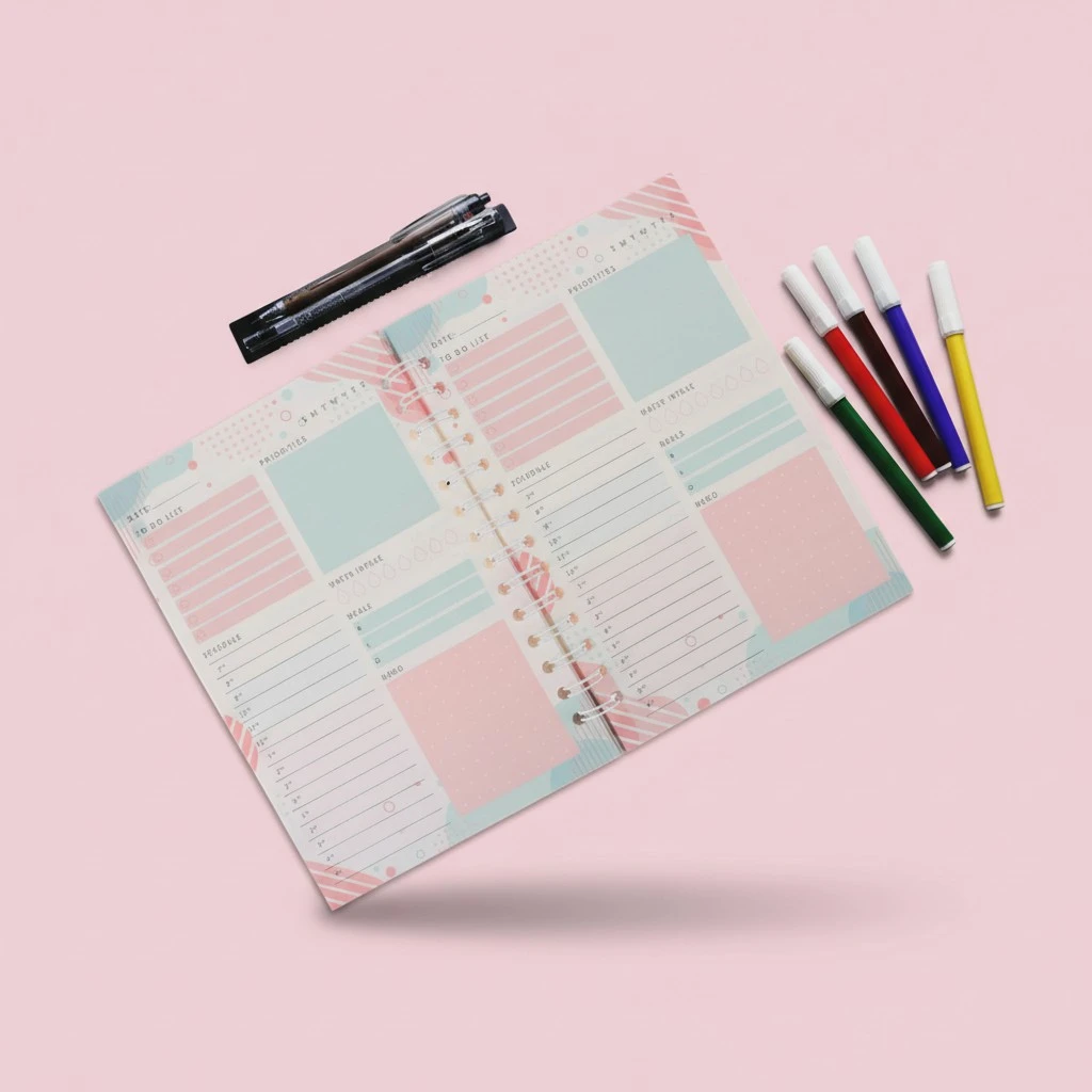 English Daily Planner Schedule Notebook Portable Notebook Students Planner Notepad