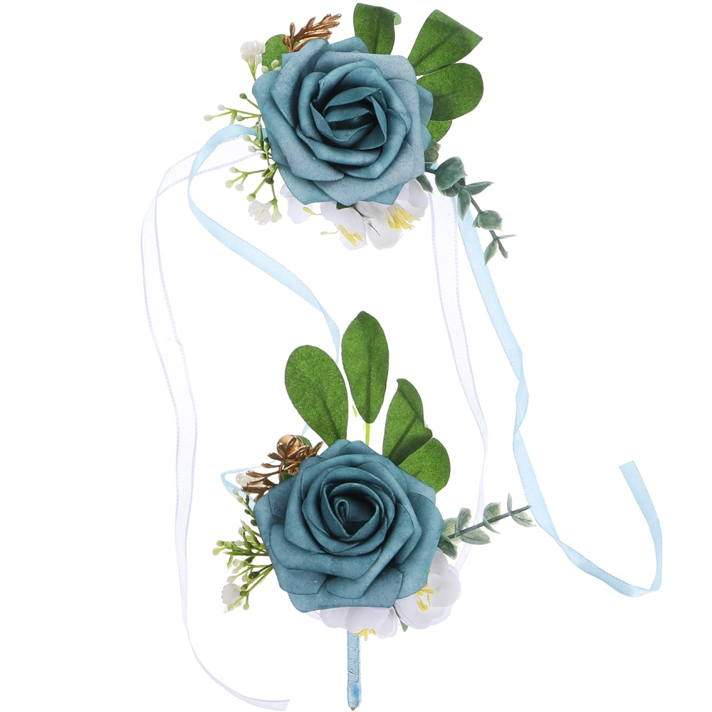 1 Set Corsage and Boutonniere Set Artificial Flower Wrist Corsage and Boutonniere Wedding Supplies