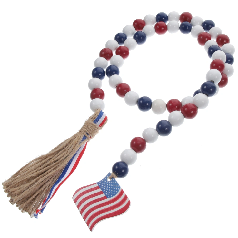 Fourth of July Wood Bead Garland Decoration Independence Day Patriotic Beaded Garland