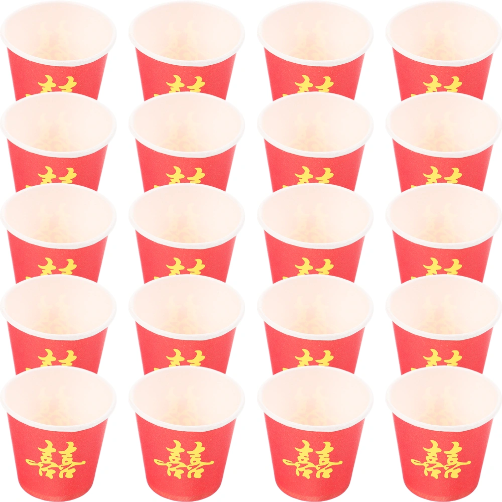 50 pcs Disposable Paper Cups Chinese Wedding Paper Cups Disposable Small Cups for Drinks