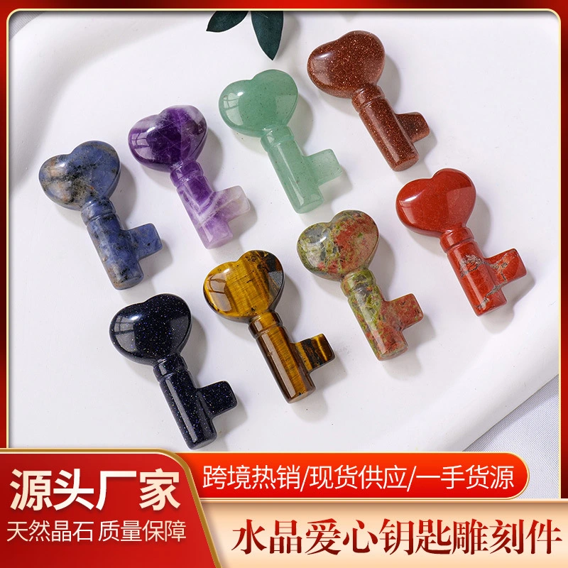 Crystal Stone Key Craft DIY Keychain Crystal Pendant Natural Crystal Stone Decoration Amethyst Decor