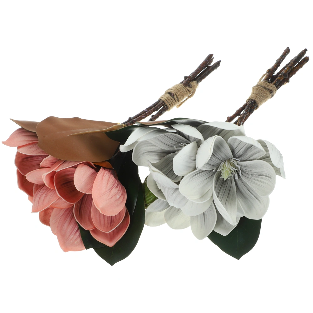 2pcs Delicate Fake Magnolia Decor Home Flower Arrangement Diy Artificial Magnolia Flowers