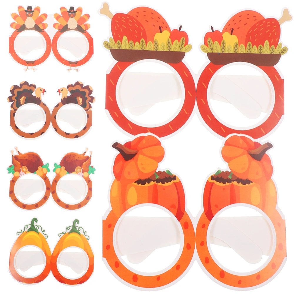 12pcs Thanksgiving Eyeglasses Thanksgiving Party Paper Eyeglasses Thanksgiving Day Photo Props Supplies