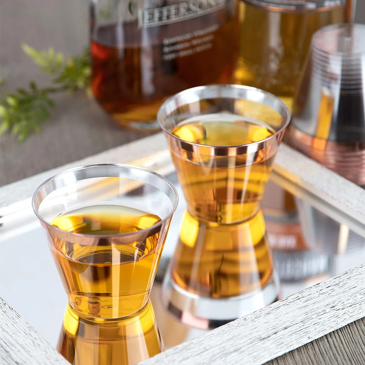 25pcs Plastic Cups Clear Rimmed Disposable Dessert Ice Cream Cups Wine Cups
