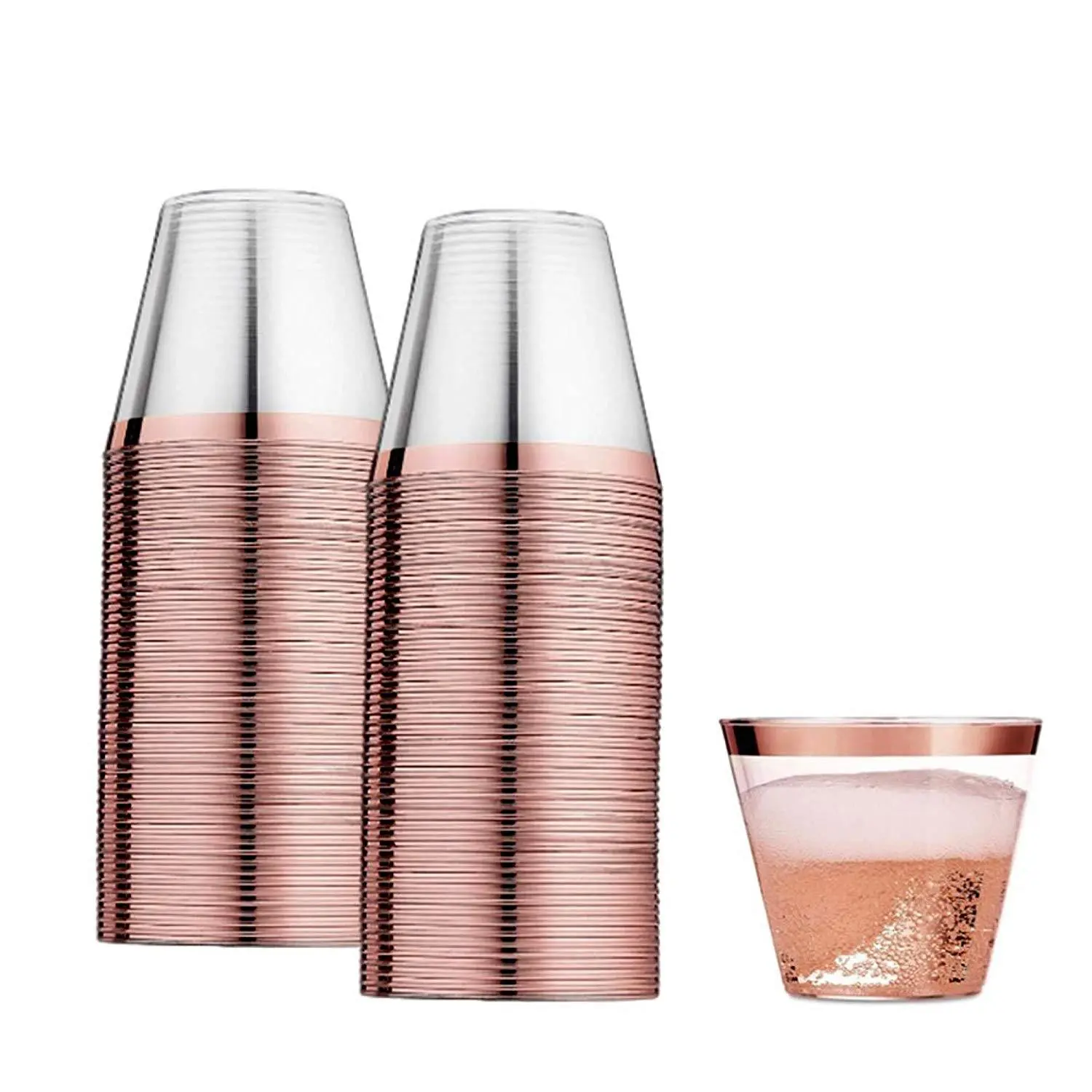 25pcs Plastic Cups Clear Rimmed Disposable Dessert Ice Cream Cups Wine Cups