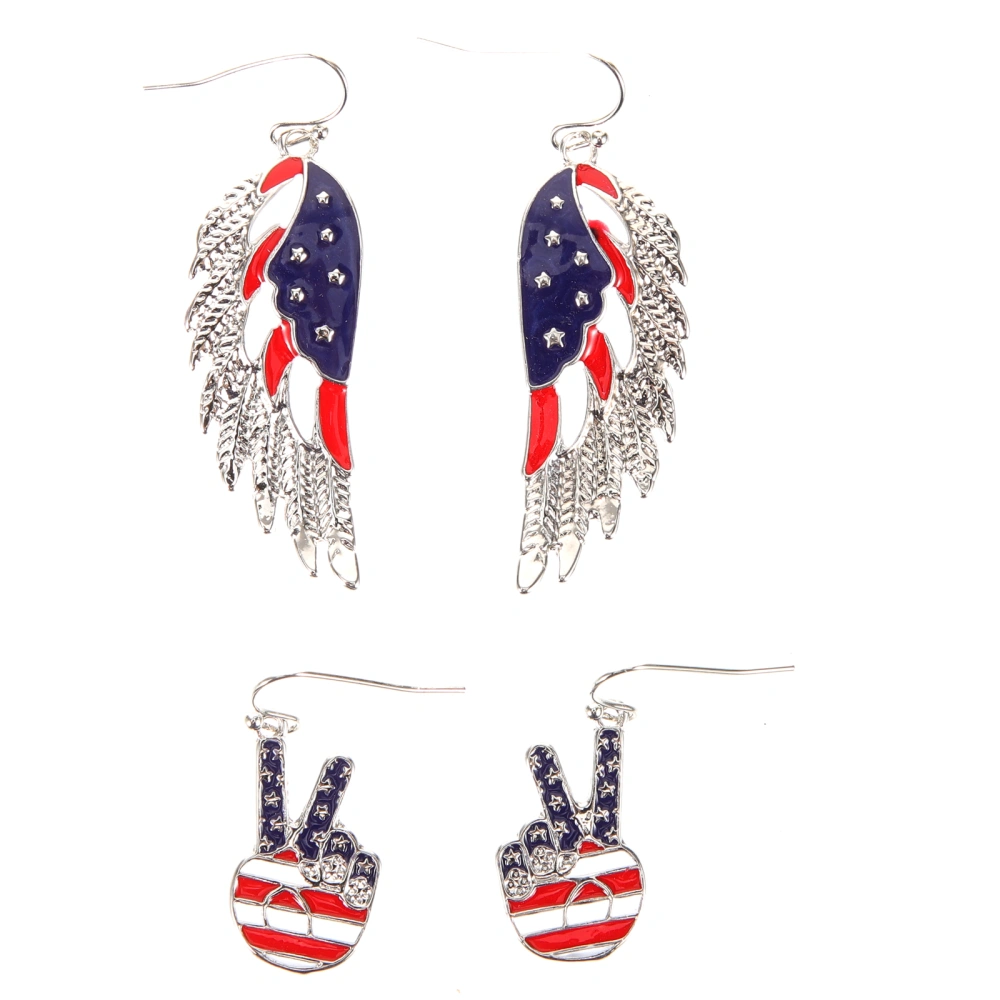 2 Pairs American Flag Earrings Drop Earrings 4th of July Pendant Earrings Hook Earrings for Women Girls