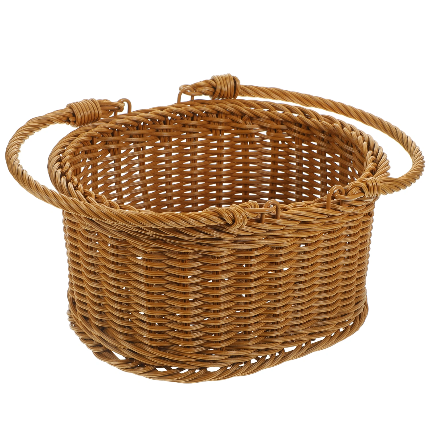 Hand Woven Basket Dessert Woven Basket Imitation Rattan Picnic Basket with Handles for Outdoor