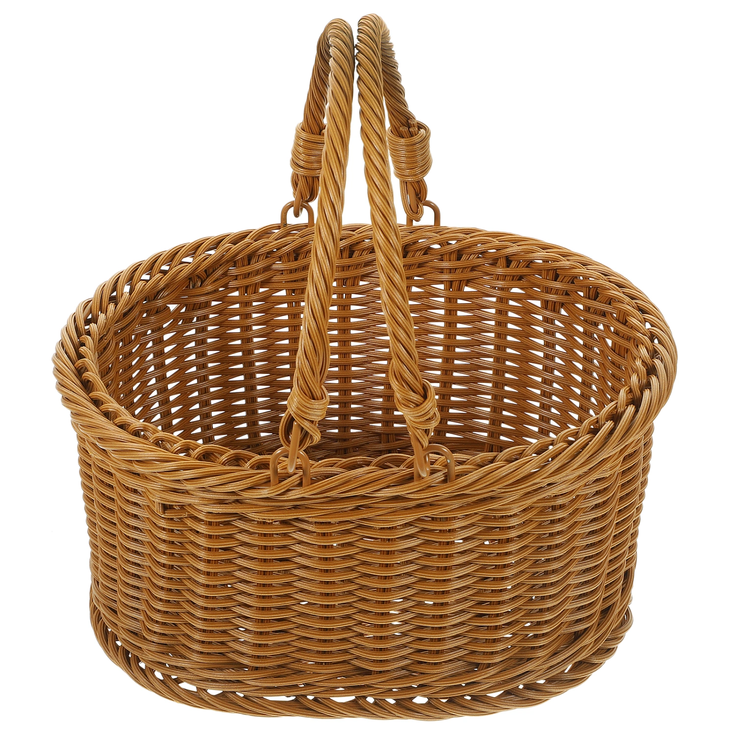 Hand Woven Basket Dessert Woven Basket Imitation Rattan Picnic Basket with Handles for Outdoor