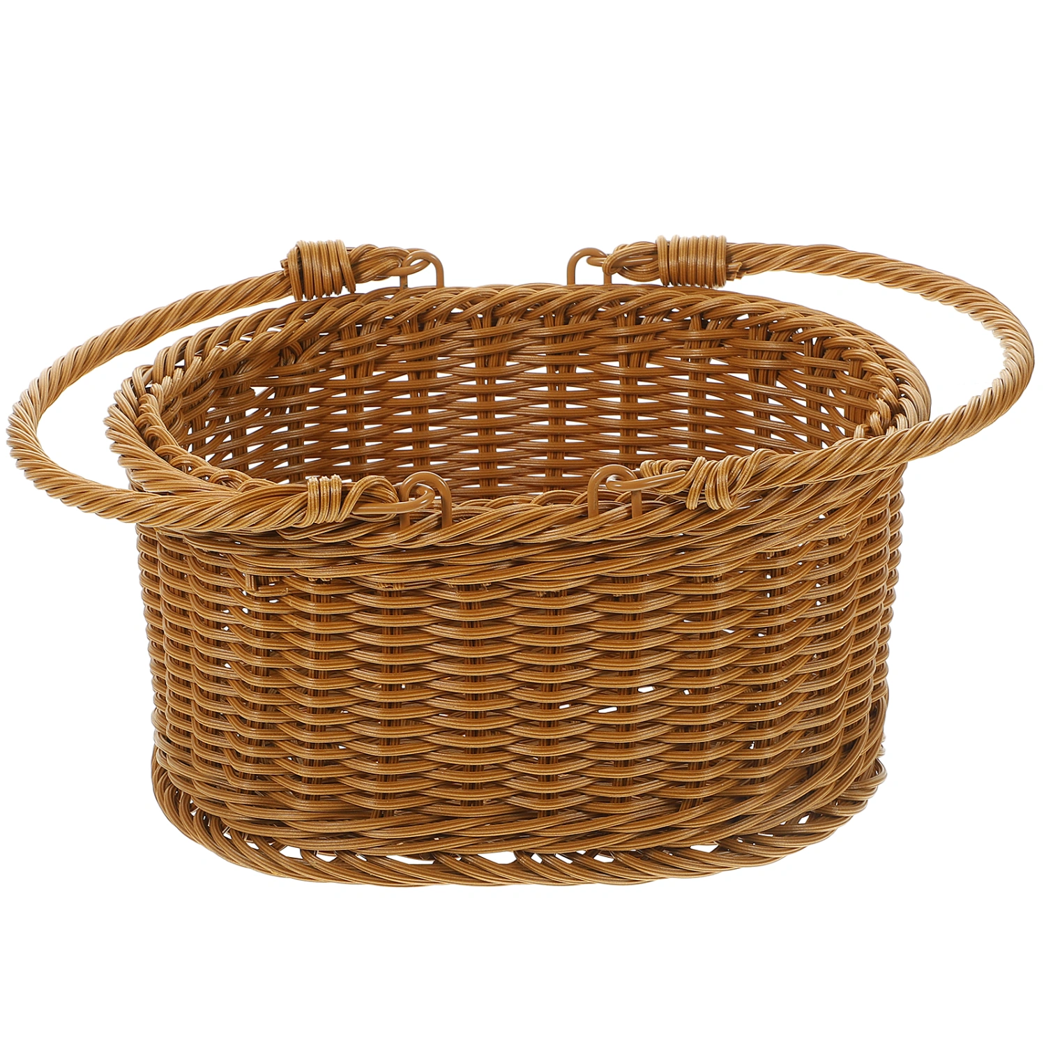 Hand Woven Basket Dessert Woven Basket Imitation Rattan Picnic Basket with Handles for Outdoor