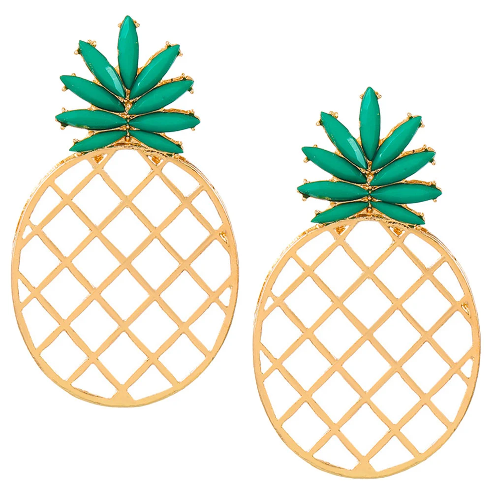 1 Pair Fruits Earrings Pineapple Stud Earrings Decorative Women Earrings Girl Earrings